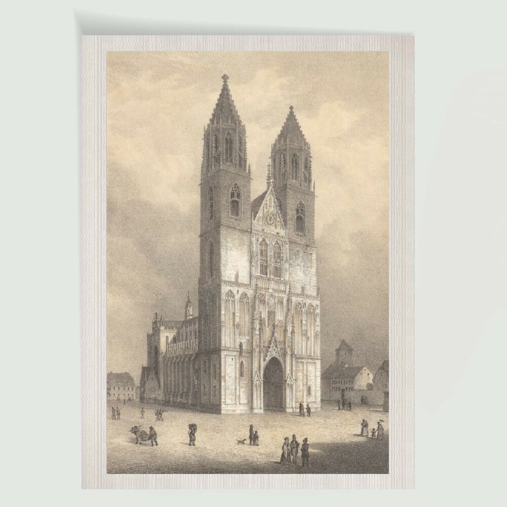Der Magdeburger Dom – Historische Lithographie 1850 als Kunstdruck