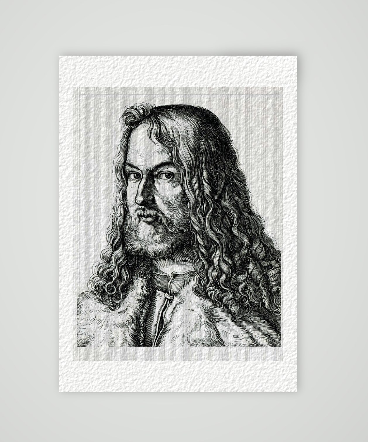 Albrecht Dürer Maler Porträt – Historischer Stahlstich 1870 als Kunstdruck – auf Hahnemühle-Büttenpapier