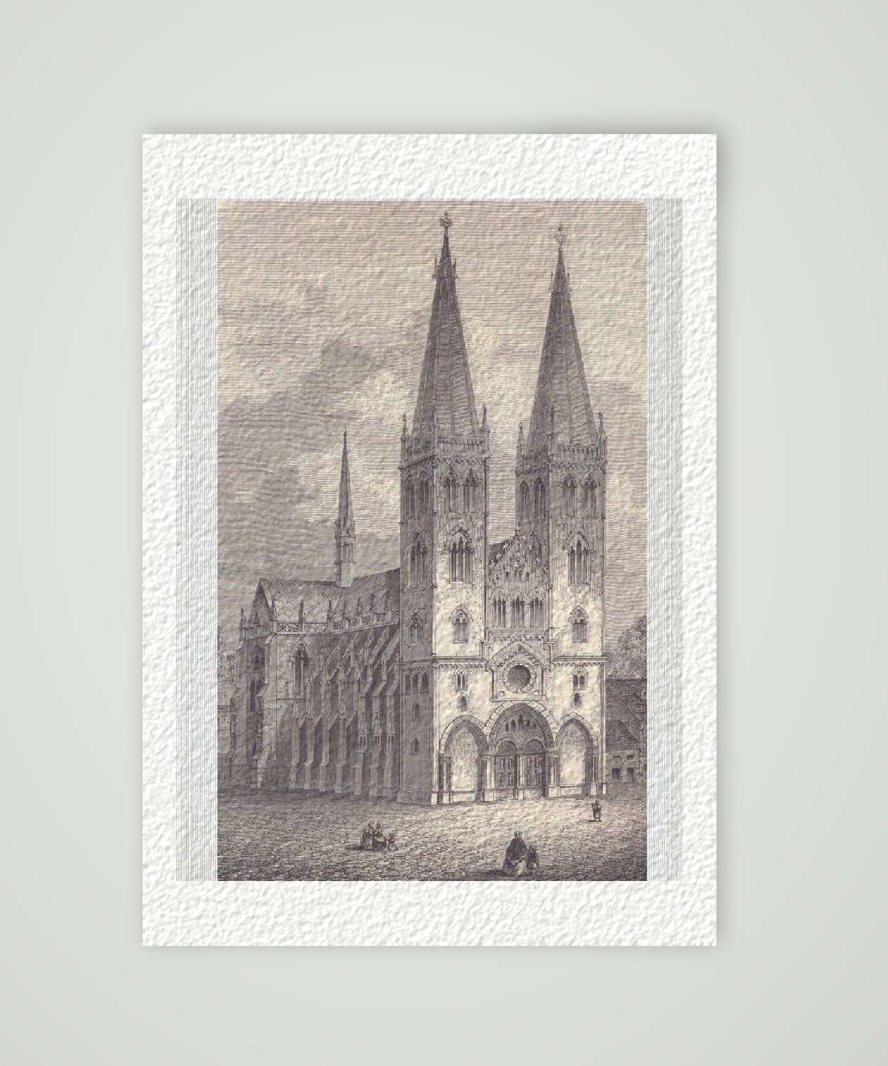 Der Dom in Halberstadt – Historischer Stahlstich 19. Jh. als Kunstdruck – auf Hahnemühle-Büttenpapier