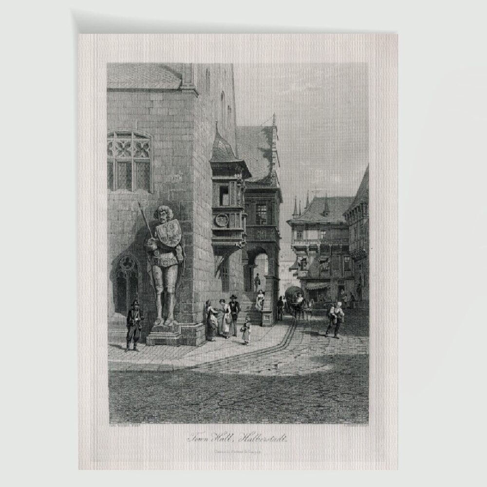 Der Roland in Halberstadt – Historischer Stahlstich 19. Jh. als Kunstdruck