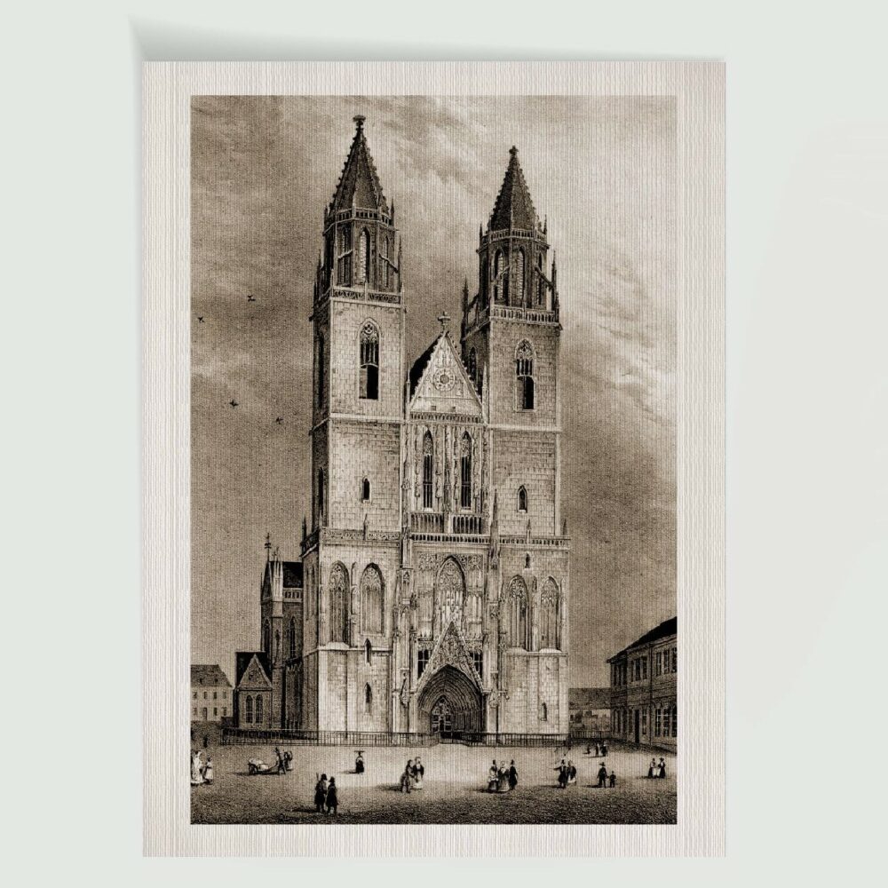 Dom zu Magdeburg – Historischer Stahlstich 1860 als Kunstdruck