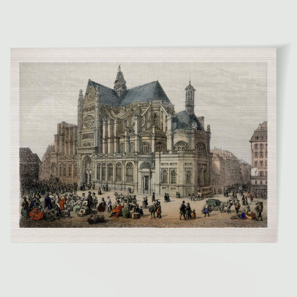 Eglise de St. Eustache – Historischer Kupferstich 19. Jh. als Kunstdruck
