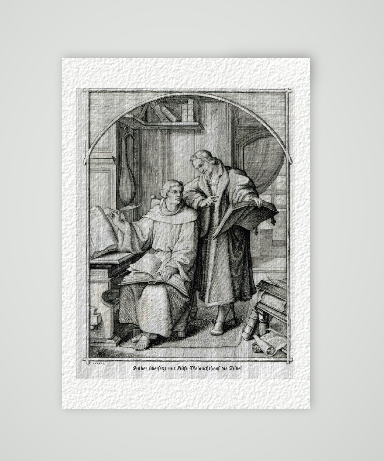 Martin Luther Wittenberg Luther und Melanchton – Historischer Kupferstich 1850 als Kunstdruck – auf Hahnemühle-Büttenpapier