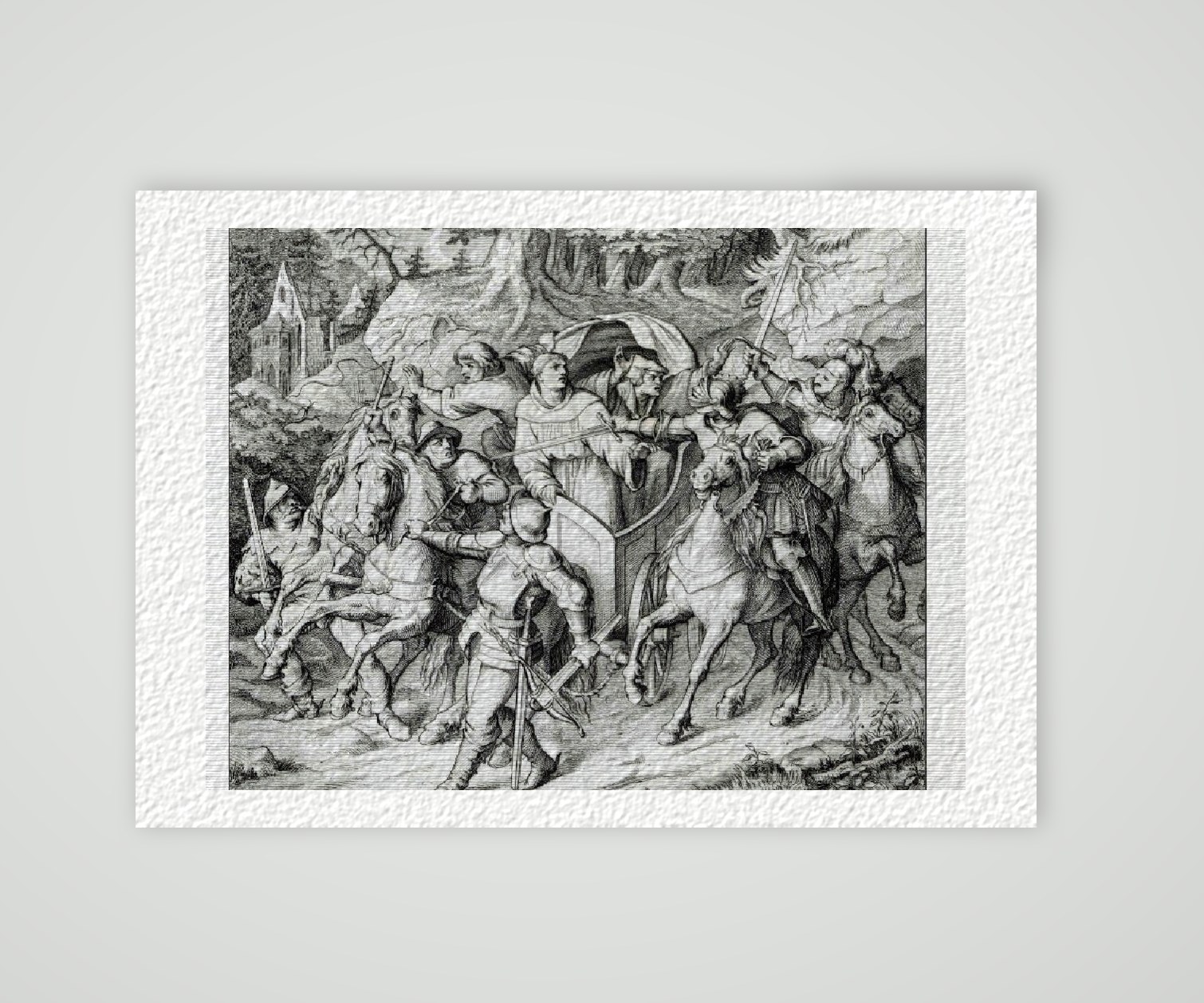 Martin Luther Altenstein Luthers Entführung zur Wartburg (1521) – Historischer Kupferstich 1850 als Kunstdruck – auf Hahnemühle-Büttenpapier