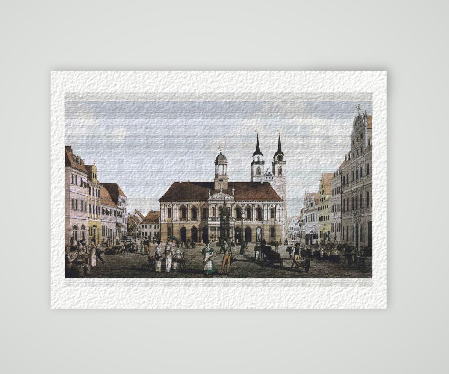 Magdeburg Alter Markt im 19. Jh. – Historische Radierung 1820 als Kunstdruck – auf Hahnemühle-Büttenpapier