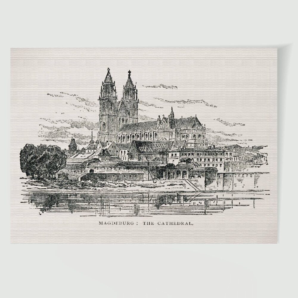 Magdeburg Kathedrale und Leipziger Tor – Historische Skizze 1900 als Kunstdruck