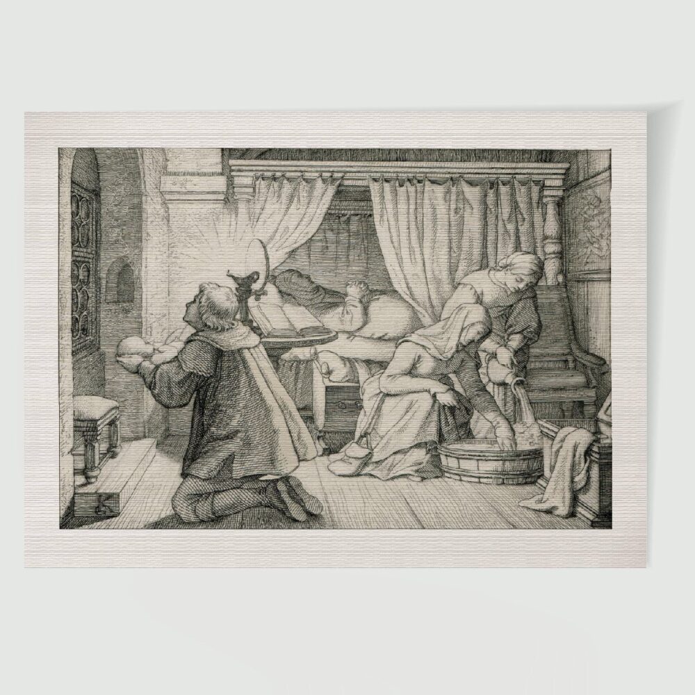 Martin Luther Eisleben Luthers Geburt – Historischer Kupferstich 1850 als Kunstdruck