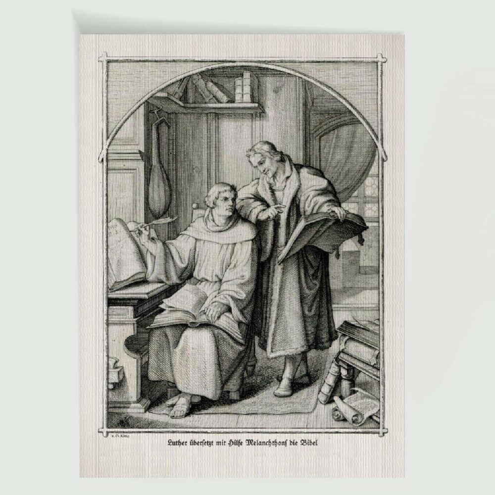 Martin Luther Wittenberg Luther und Melanchton – Historischer Kupferstich 1850 als Kunstdruck