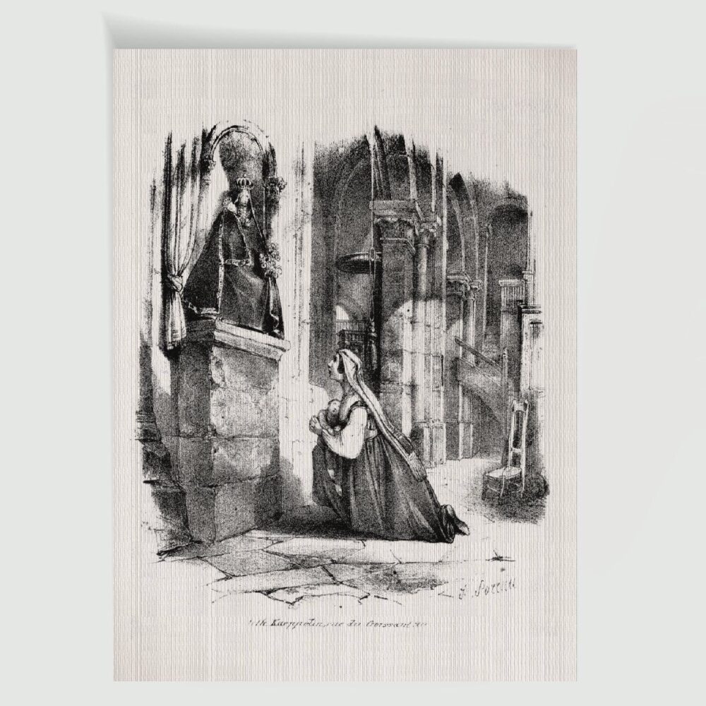 Anbetung der Mutter Gottes Genrebildnis – Historische Lithographie 19. Jh. als Kunstdruck