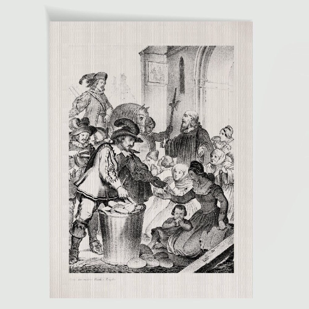 Feldherr Tilly Magdeburg Tilly und Domprediger Baake – Historischer Holzstich 19. Jh. als Kunstdruck