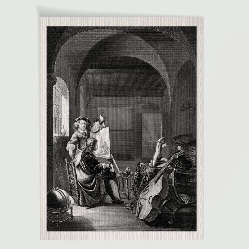 Franz van Mieris Maler Selbstbildnis – Historischer Stahlstich 1870 als Kunstdruck
