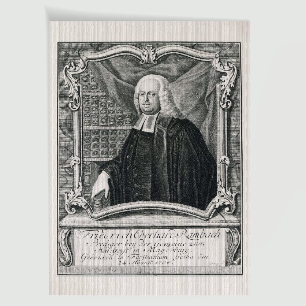 Friedrich Eberhard Rambach Prediger in Magdeburg Gemeinde zum Hl. Geist – Historischer Kupferstich 18. Jh. als Kunstdruck