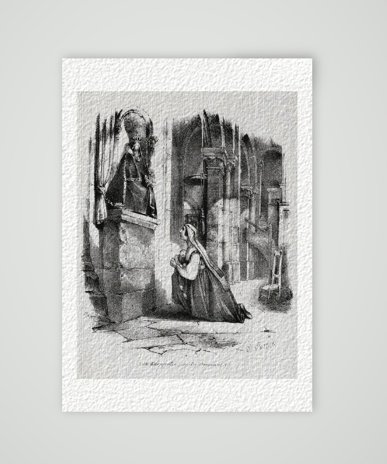 Anbetung der Mutter Gottes Genrebildnis – Historische Lithographie 19. Jh. als Kunstdruck – auf Hahnemühle-Büttenpapier