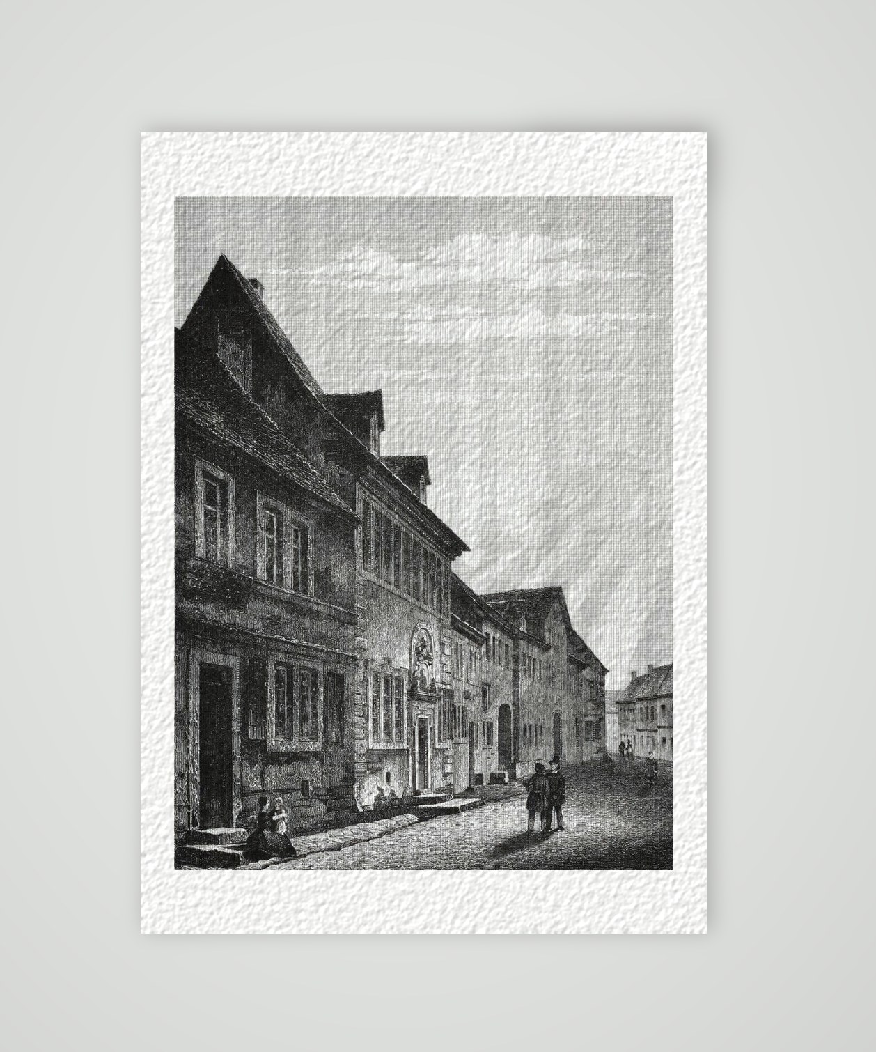 Martin Luther Eisleben Luthers Gerburtshaus (1) – Historischer Stahlstich 19. Jh. als Kunstdruck – auf Hahnemühle-Büttenpapier