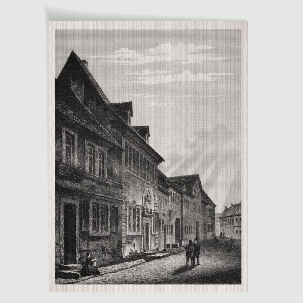 Martin Luther Eisleben Luthers Gerburtshaus (1) – Historischer Stahlstich 19. Jh. als Kunstdruck