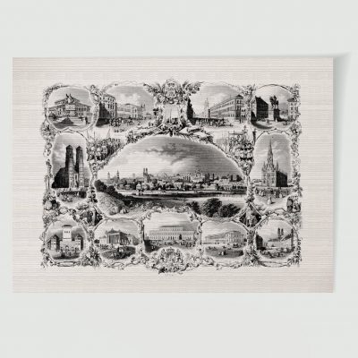 München Stadtansicht Souvenirblatt