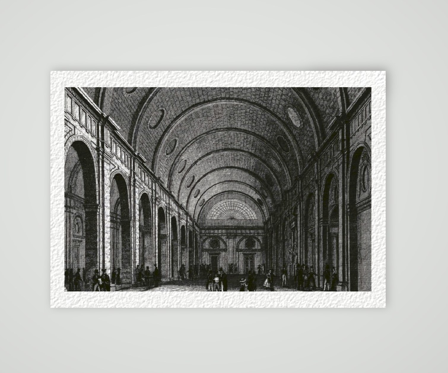 Paris Justizpalast Aufenthalt in der Wandelhalle – Historischer Stahlstich 19. Jh. als Kunstdruck – auf Hahnemühle-Büttenpapier
