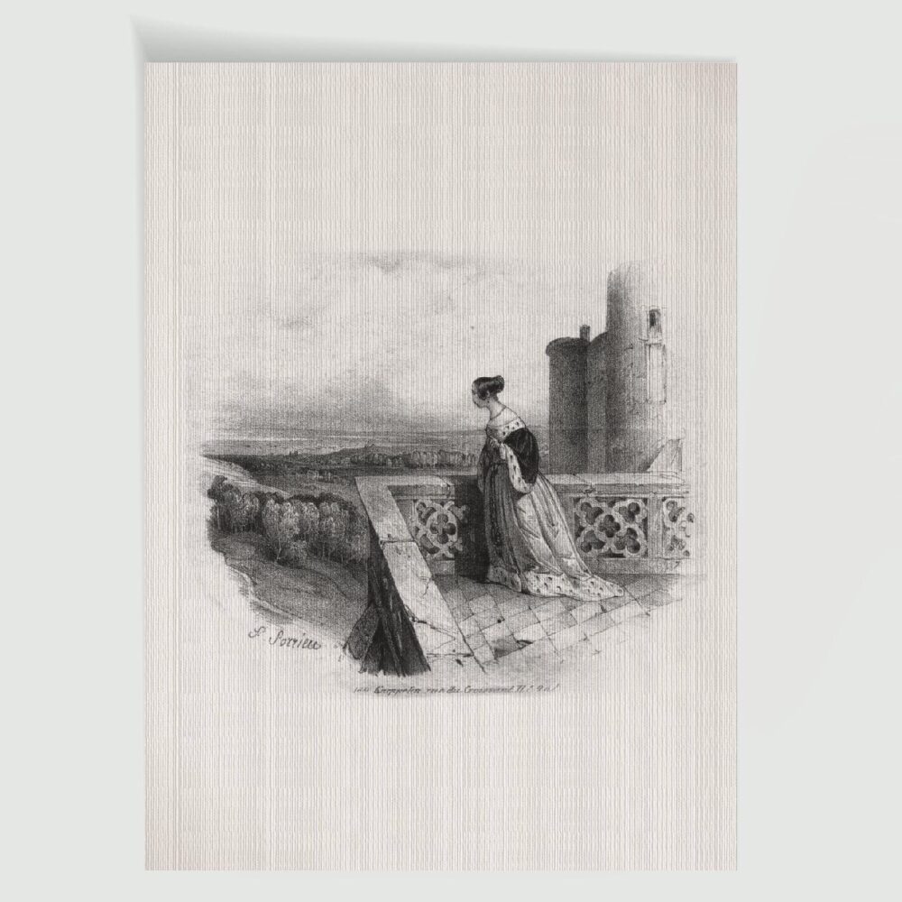 Sehnsuchtsvolle Ausschau Genrebildnis – Historische Lithographie 19. Jh. als Kunstdruck