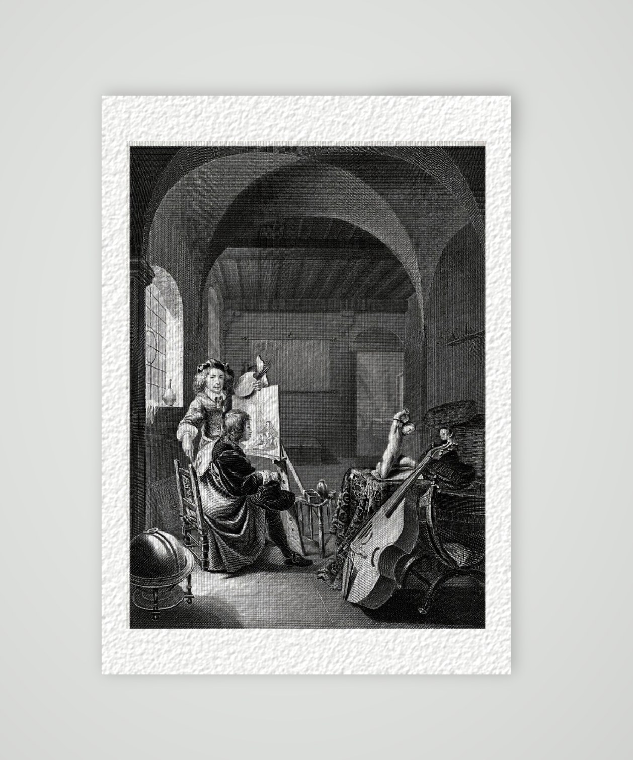 Franz van Mieris Maler Selbstbildnis – Historischer Stahlstich 1870 als Kunstdruck – auf Hahnemühle-Büttenpapier