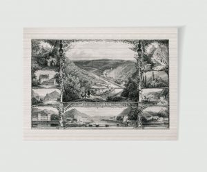 Bad Ems Stadtansicht Souvenirblatt ca. 30 x 42 cm (Stahlstich, Kunstdruck) – Historischer Stahlstich 1860 als Kunstdruck