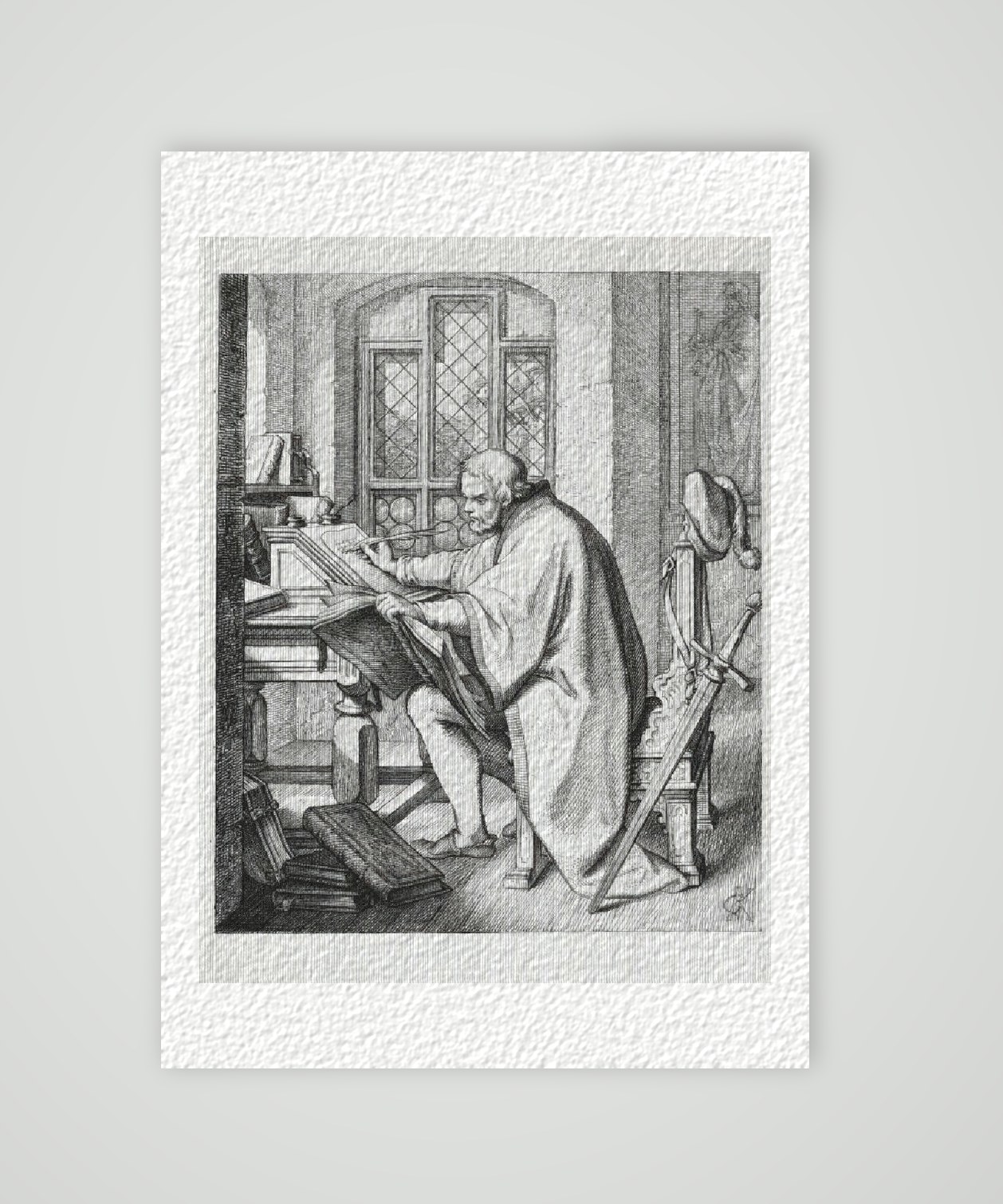 Martin Luther Übersetzung der Bibel – Historischer Kupferstich 1850 als Kunstdruck – auf Hahnemühle-Büttenpapier