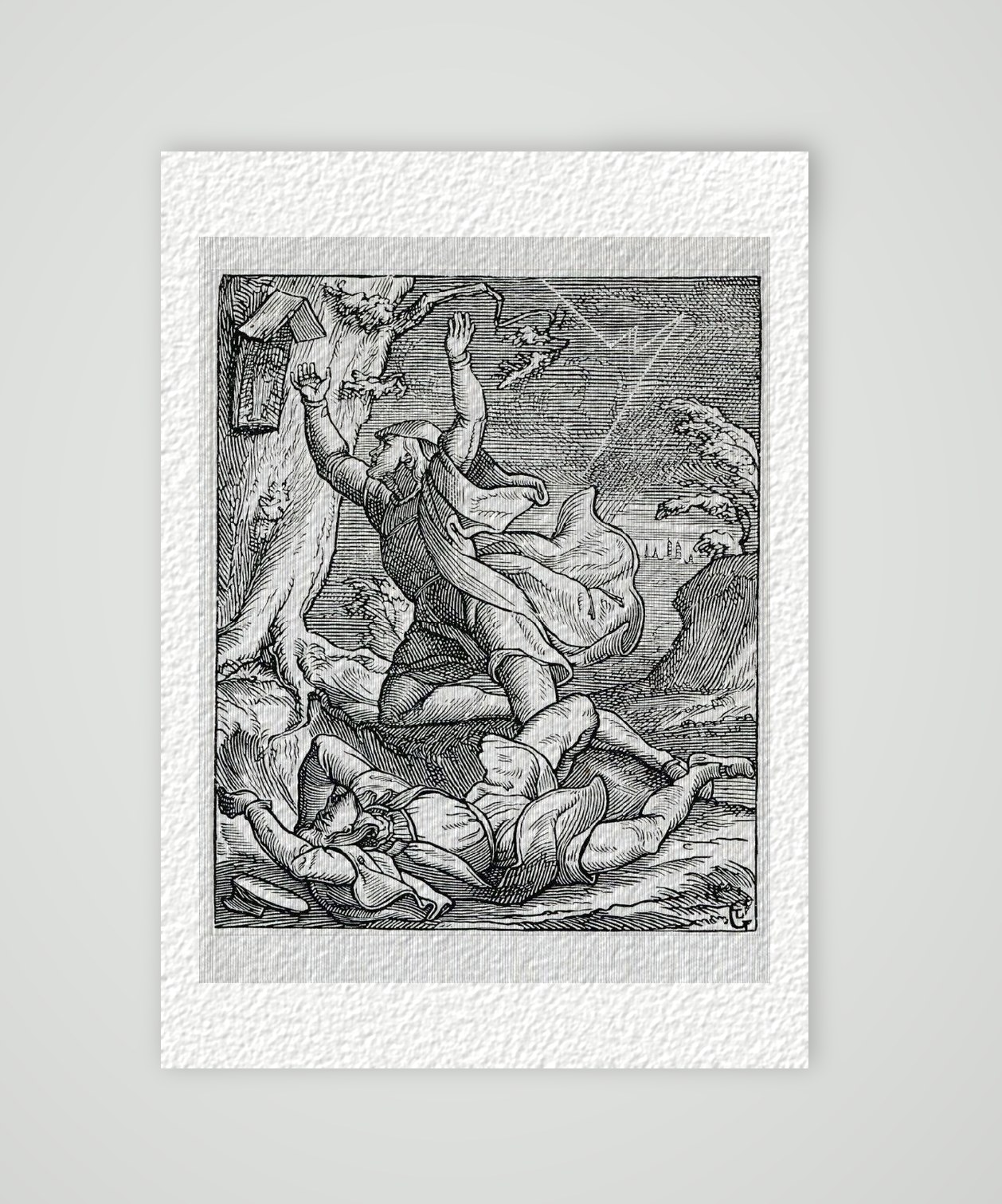 Martin Luther Stotternheim Luther im Gewitter – Historischer Kupferstich 1850 als Kunstdruck – auf Hahnemühle-Büttenpapier