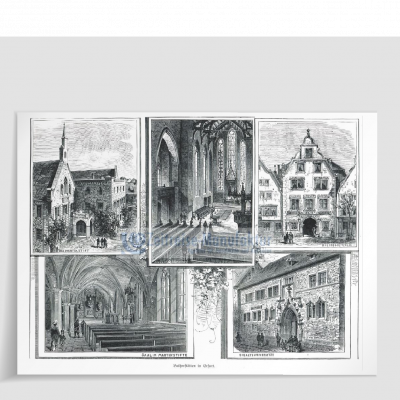 Martin Luther Erfurt Lutherstätten Plakatdruck 50 x 70 cm (Stahlstich)