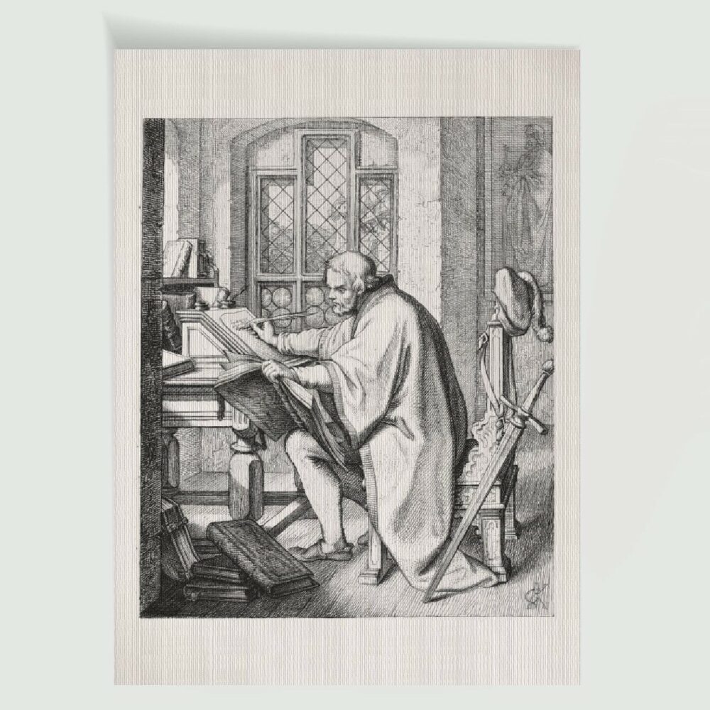 Martin Luther Übersetzung der Bibel – Historischer Kupferstich 1850 als Kunstdruck