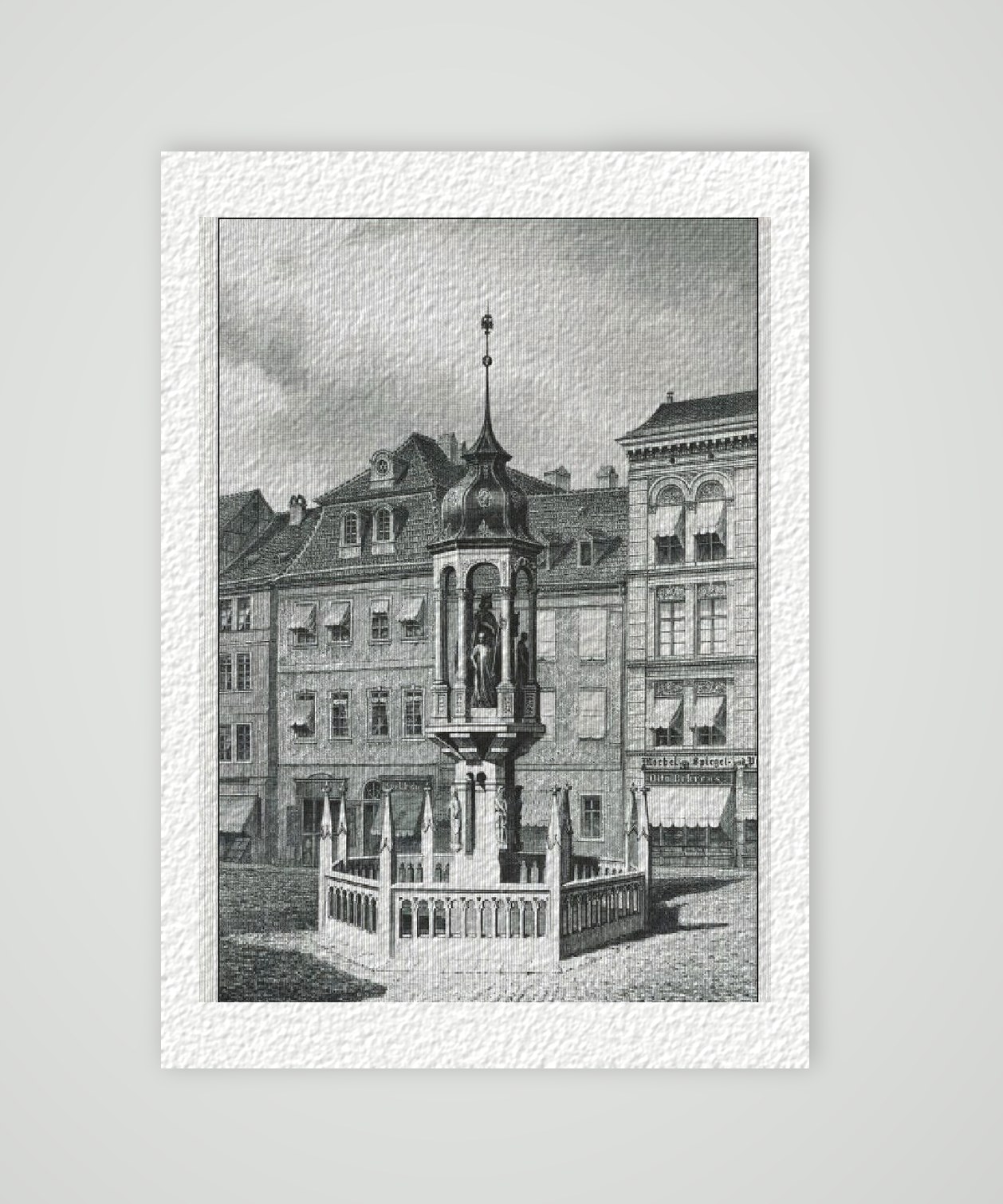 Magdeburg Reiterstandbild Otto der Große – Historischer Stahlstich 19. Jh. als Kunstdruck – auf Hahnemühle-Büttenpapier
