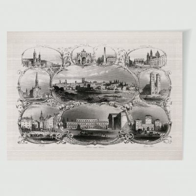 Münchner Stadtansicht Souvenirblatt II