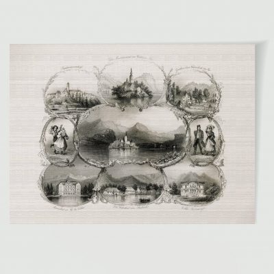 Veldes Stadtansicht Souvenirblatt