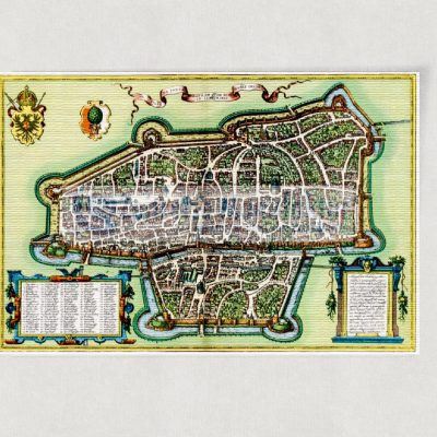 Augsburg ca. 30 x 42 cm Stadtbild mit Wappen Kunstdruck auf Papier