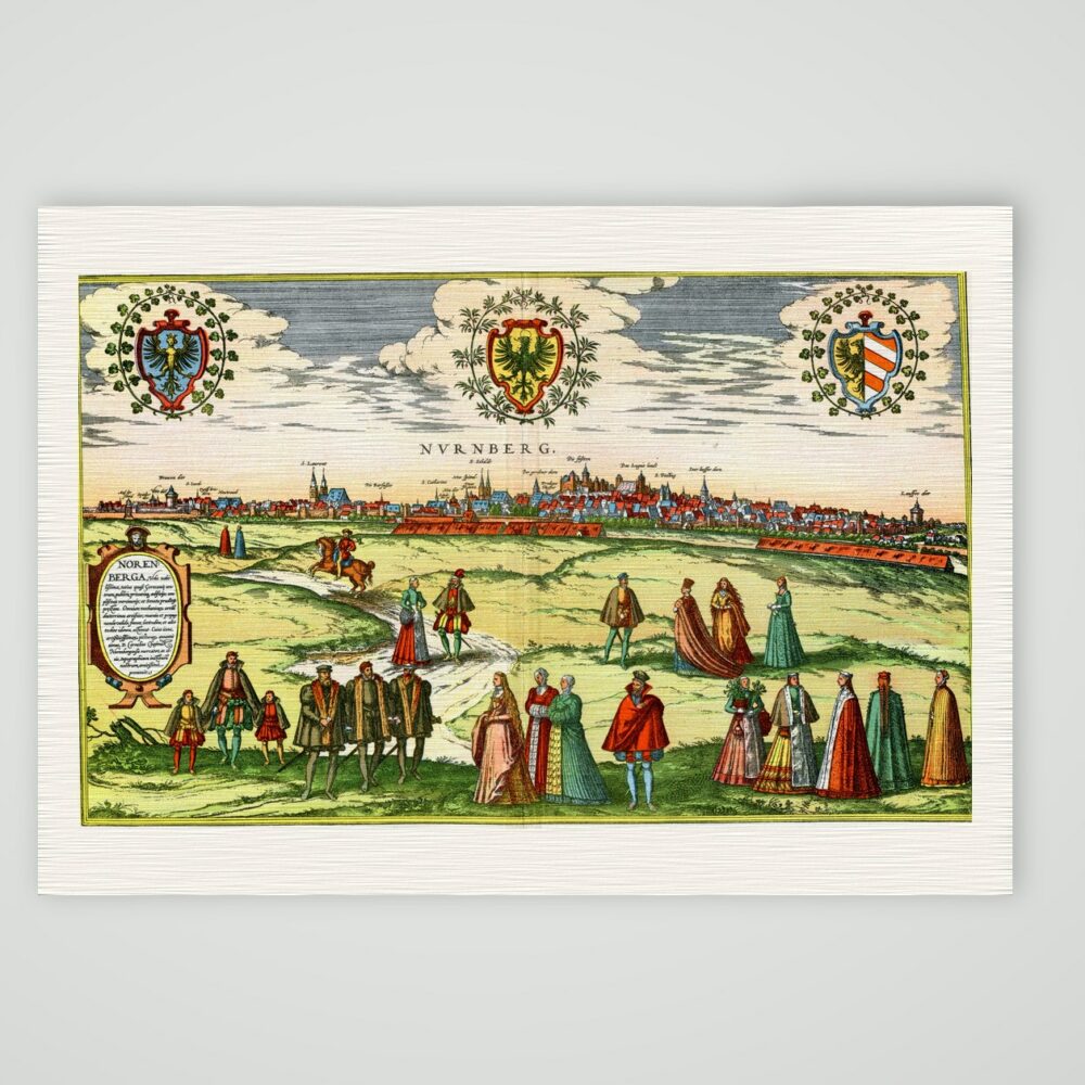 Nürnberg Stadtansicht nach Braun und Hogenberg – Kunstdruck auf Leinenpapier