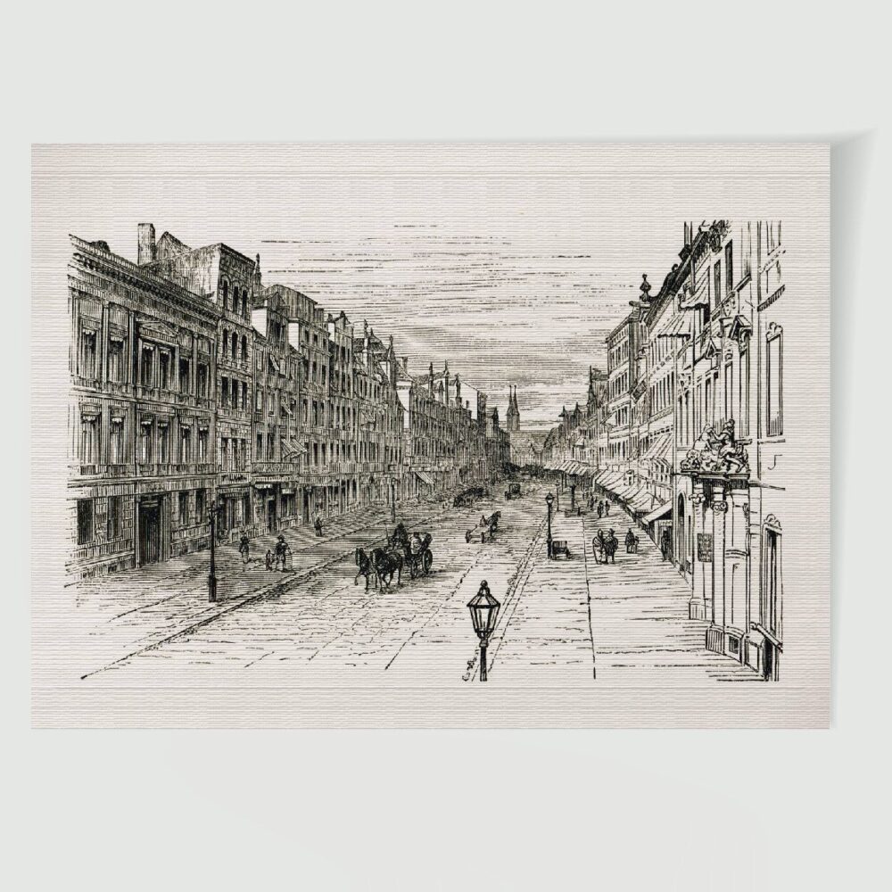 Magdeburg mit dem Breiten Weg – Historischer Stahlstich 1900 als Kunstdruck