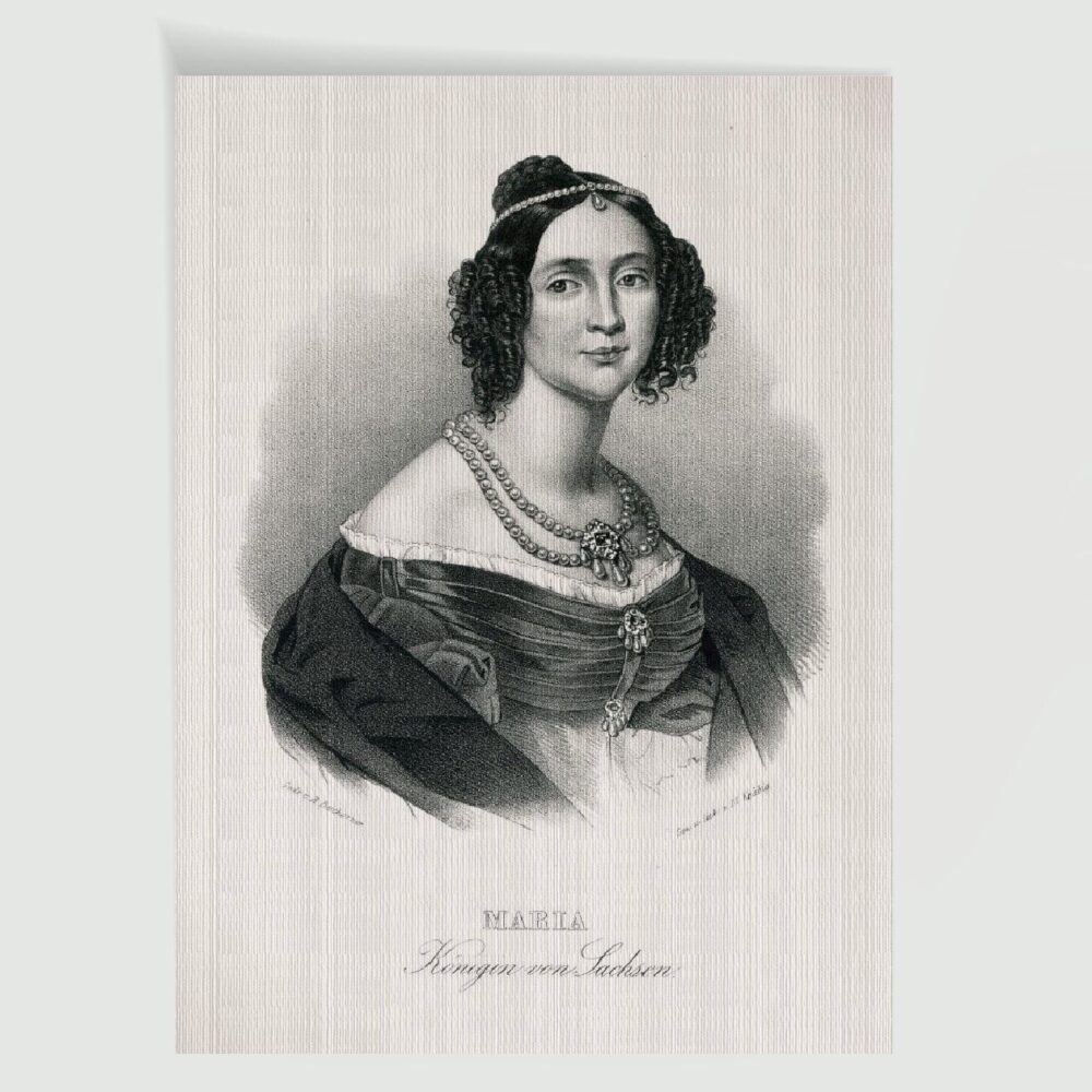 Maria Anna von Bayern Königin von Sachsen – Historischer Stahlstich 1840 als Kunstdruck