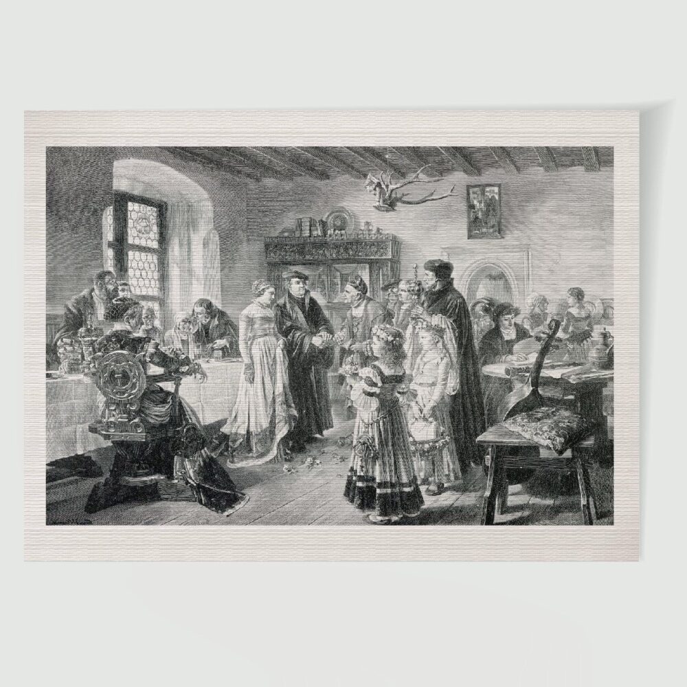 Martin Luther Wittenberg Hochzeitsfeier – Historischer Stich 19. Jh. als Kunstdruck