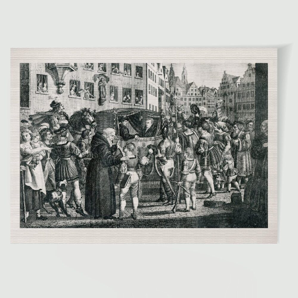 Martin Luther Worms Einzug in die Stadt – Historischer Stich 19. Jh. als Kunstdruck