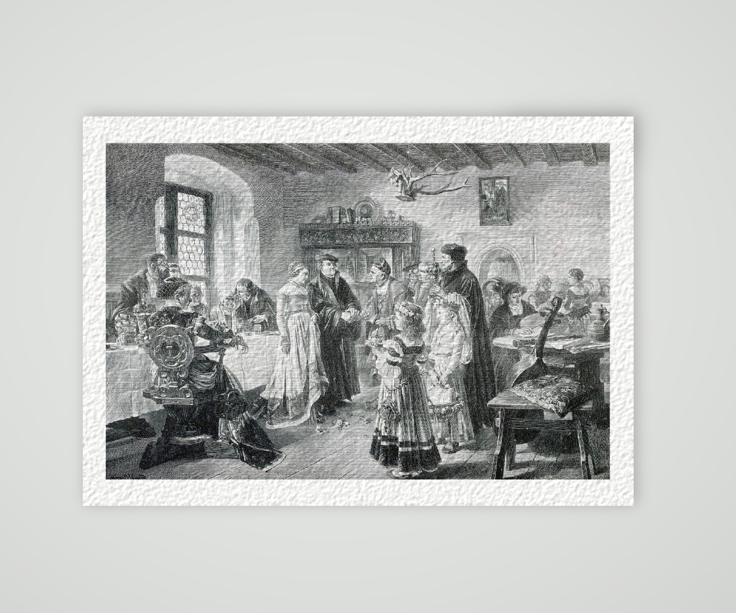 Martin Luther Wittenberg Hochzeitsfeier – Historischer Stich 19. Jh. als Kunstdruck – auf Hahnemühle-Büttenpapier