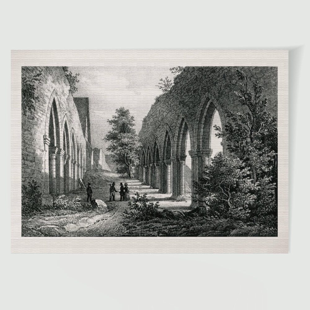 Memleben Ruinen des Klosters Ort der Ottonen – Historischer Stahlstich 19. Jh. als Kunstdruck