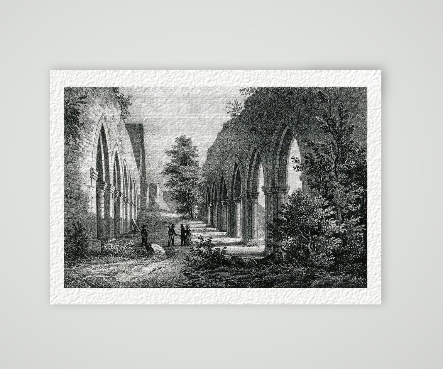 Memleben Ruinen des Klosters Ort der Ottonen – Historischer Stahlstich 19. Jh. als Kunstdruck – auf Hahnemühle-Büttenpapier