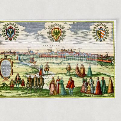 Nürnberg ca. 30 x 42 cm Stadtbild mit Wappen Kunstdruck auf Papier