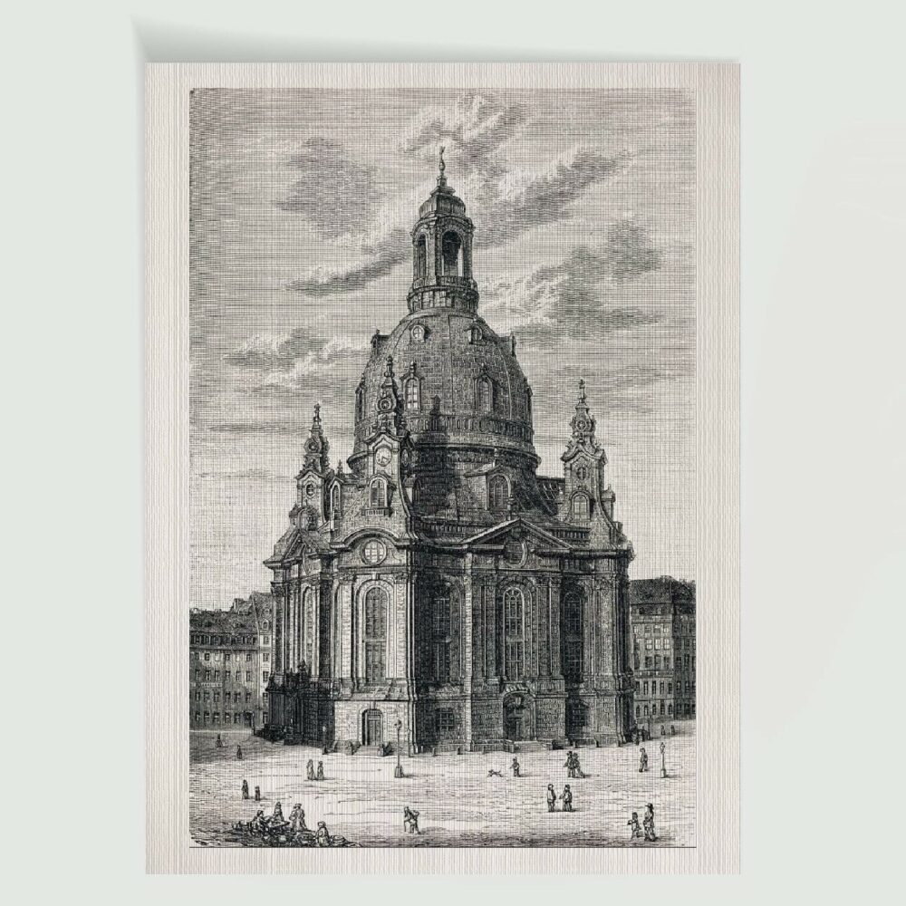 Dresden Frauenkirche um 1700 – Historischer Stich 19. Jh. als Kunstdruck