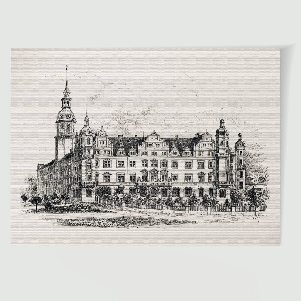 Dresden Königliches Schloß – Historischer Stahlstich 1860 als Kunstdruck