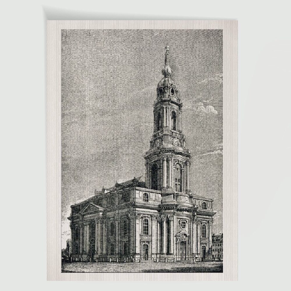 Dresden Kreuzkirche in neuerer Gestalt – Historischer Stahlstich 1900 als Kunstdruck