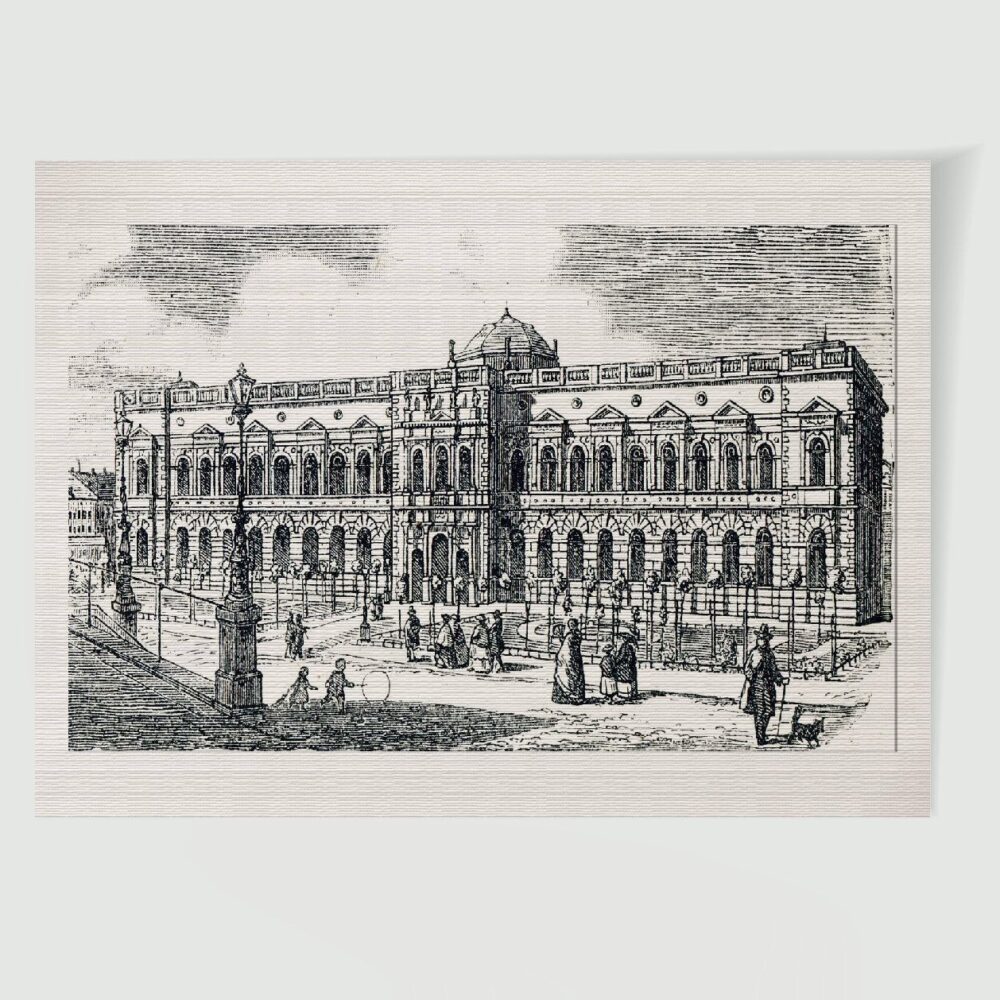 Dresden Museum mit Gemäldegalerie – Historischer Stahlstich 1900 als Kunstdruck