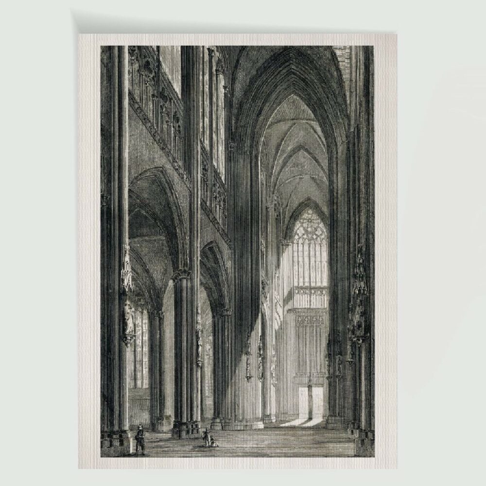 Innenansicht des Kölner Doms – historischer Stahlstich Kunstdruck
