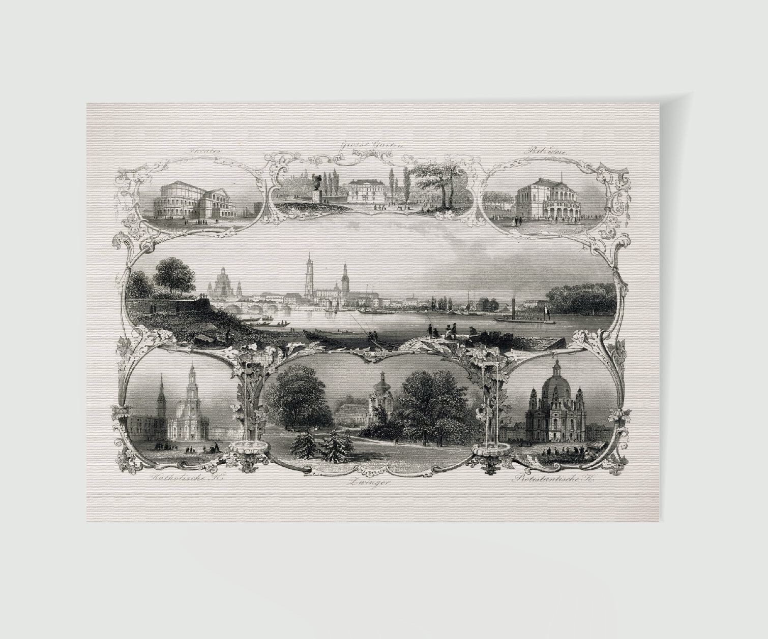 Dresden Stadtansicht Souvenirblatt