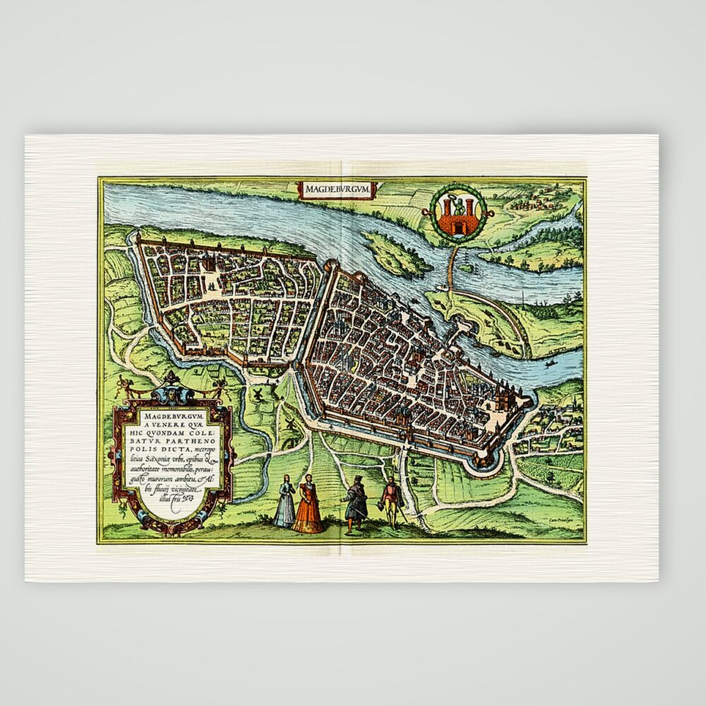 Magdeburg Stadtplan nach Braun und Hogenberg 1574 – Kunstdruck auf Leinenpapier