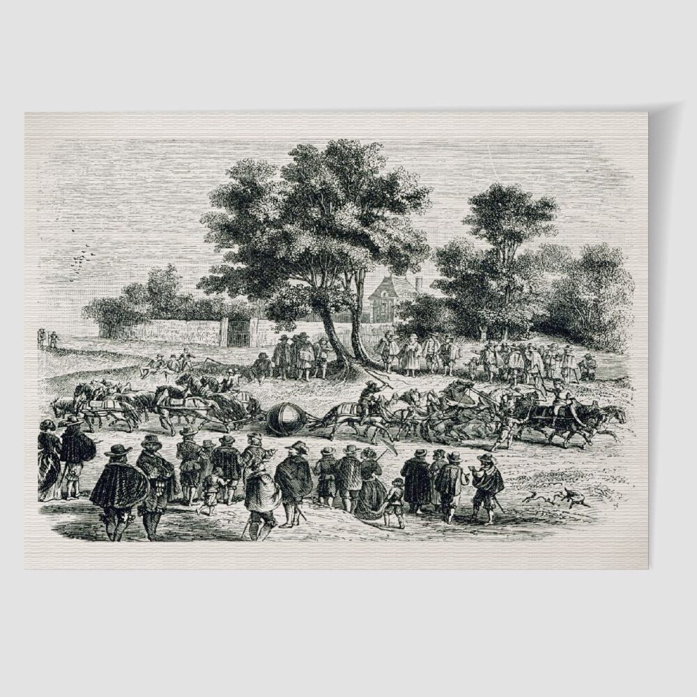 Magdeburger Halbkugeln, Versuch in Regensburg – Historischer Holzstich 1880 als Kunstdruck