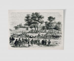 Holzstich Magdeburger Halbkugeln – Versuch in Regensburg um 1880 – Kunstdruck